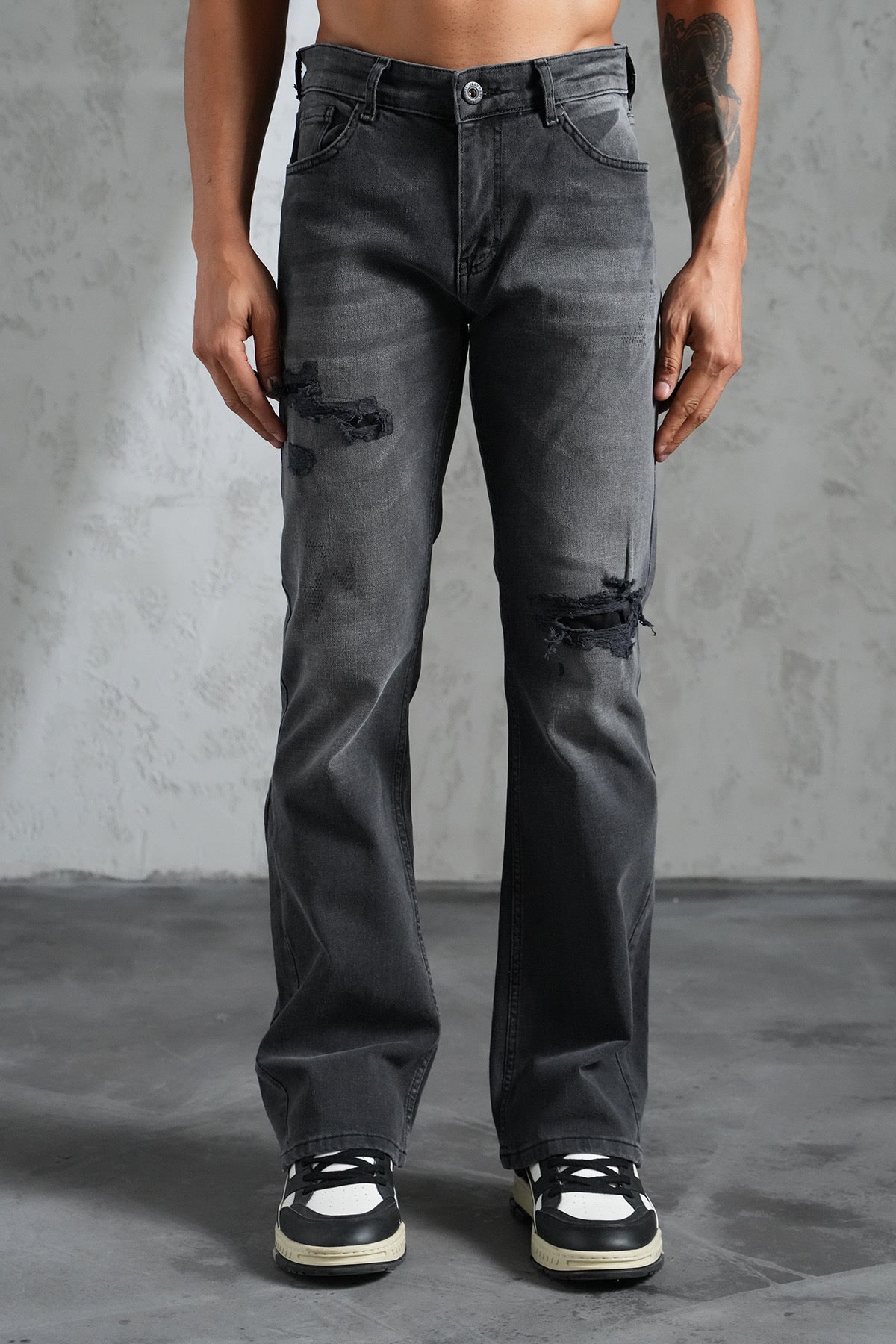 Flaired Denim Jeans Grey