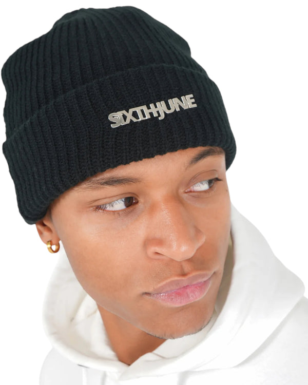 SJ Metal Logo Beanie black