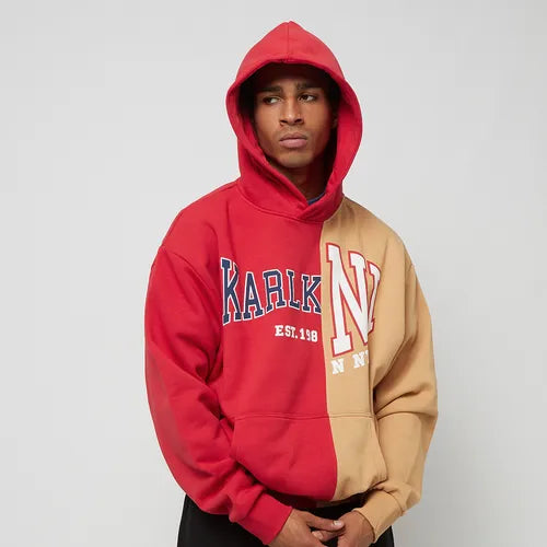 KK WOVEN RETRO SPLIT OS HOODIE RED/SAND