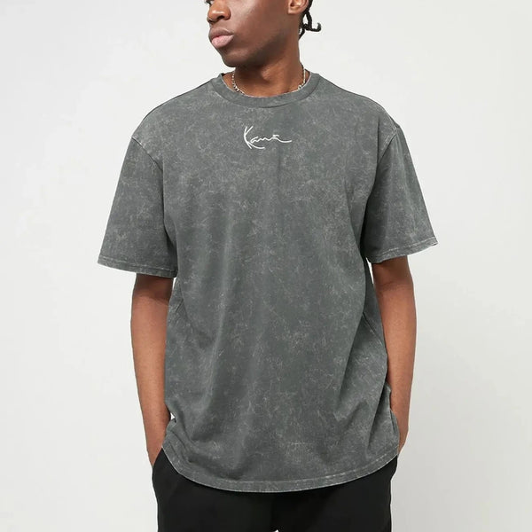 Small Signature Washed Heavy Jersey Skull Tee  anthracite
