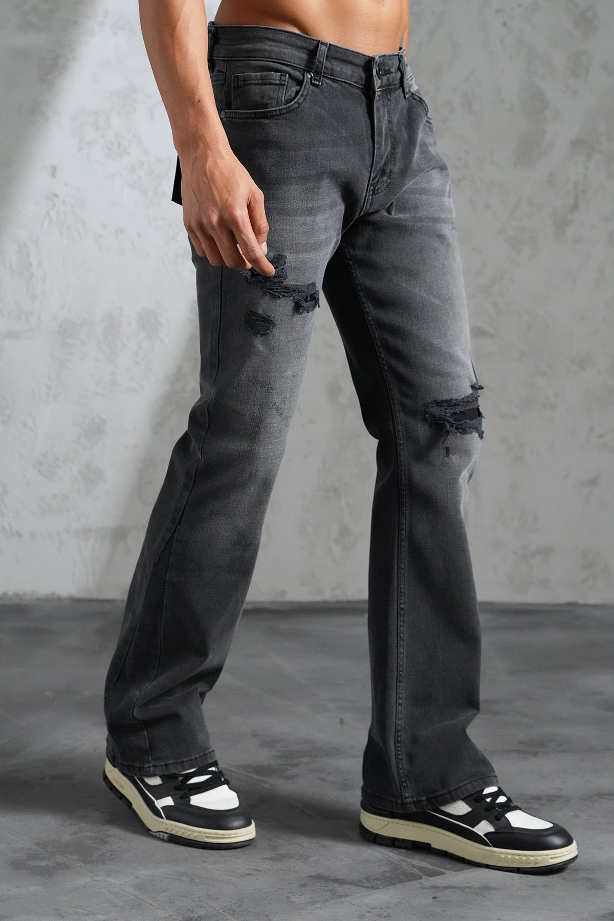 Flaired Denim Jeans Grey