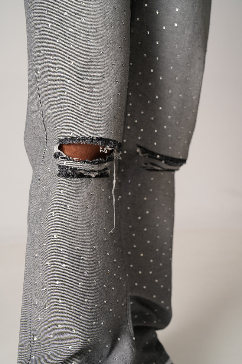 Stone Flaired Jeans Grey