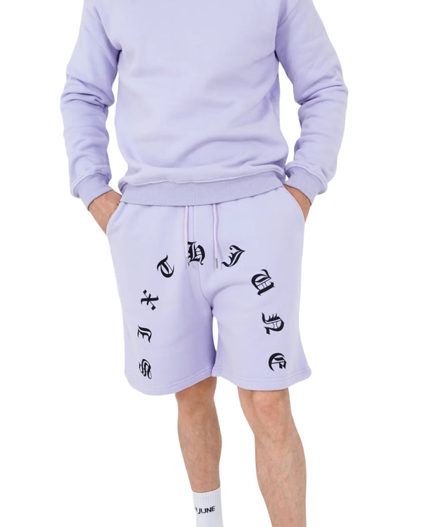 SHORTS WITH GOTHIC LETTERS Lila