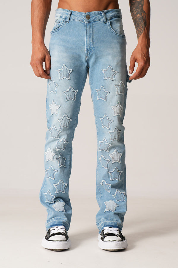 Stars Flaired Jeans Blue
