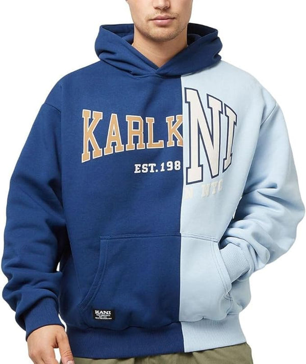 KK WOVEN RETRO SPLIT OS HOODIE NAVY/LIGHT BLUE