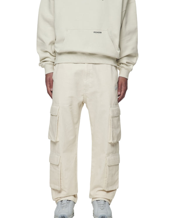 PRETO WIDE CARGO PANTS DYED SALTY CREAM