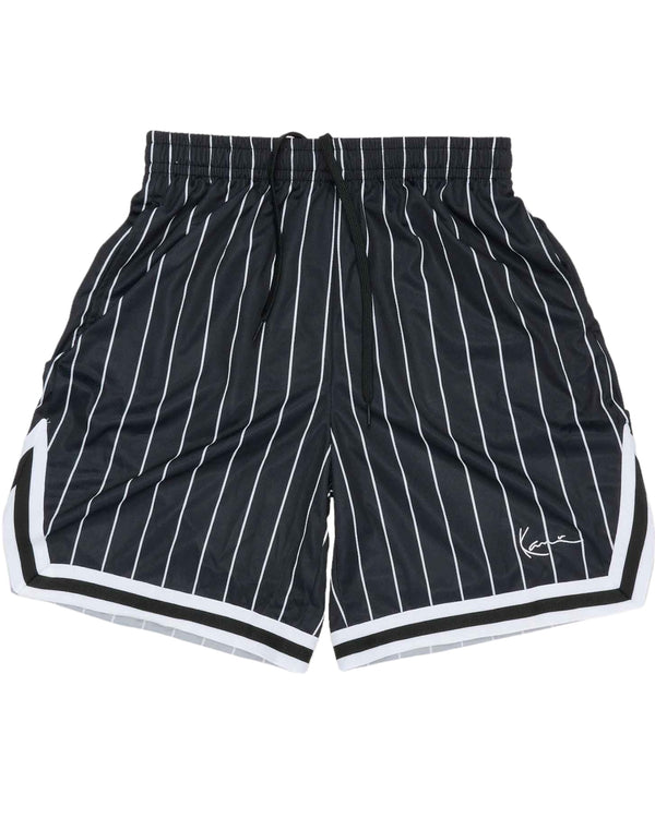 Small Signature Pinstripe Mesh Shorts black/white