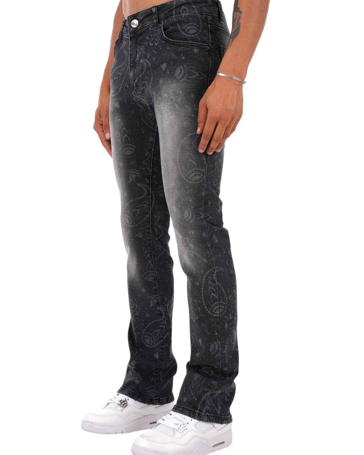 Flaired Button Muster Grey