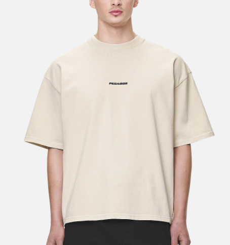 Logo Boxy Tee Washed Desert Sand Black Gum