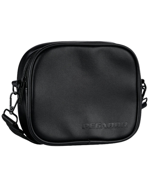 SKIBO LOGO FAUX LEATHER SHOULDER STRAP BAG BLACK