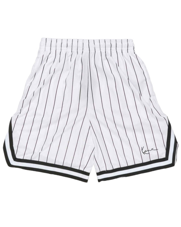 Small Signature Pinstripe Mesh Shorts white/black