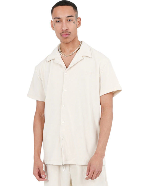 New Plisse SS Shirt Beige