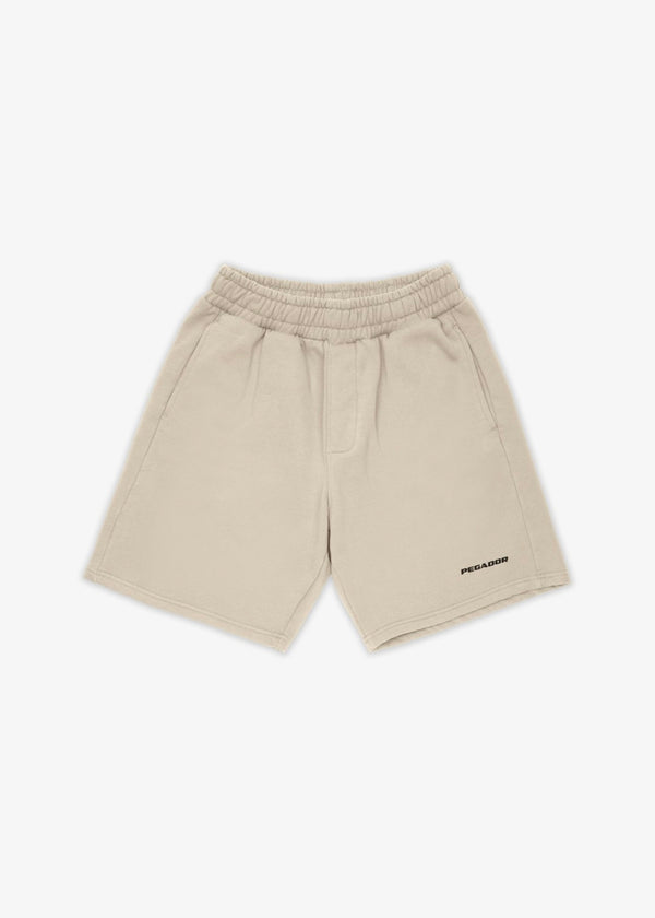 LOGO HEAVY SWEAT SHORTS WASHED DESERT SAND BLACK GUM