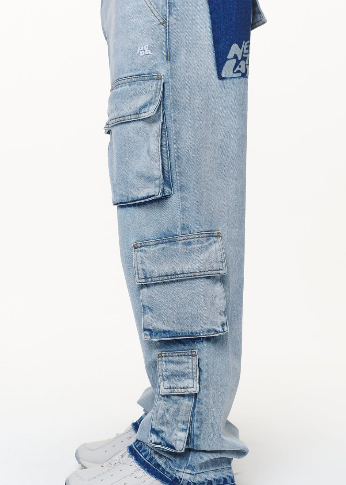 LARK LOOSE CARGO JEANS WASHED BRIGHT BLUE