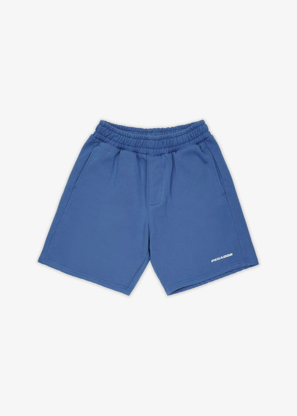 LOGO HEAVY SWEAT SHORTS WASHED RETRO BLUE WHITE GUM