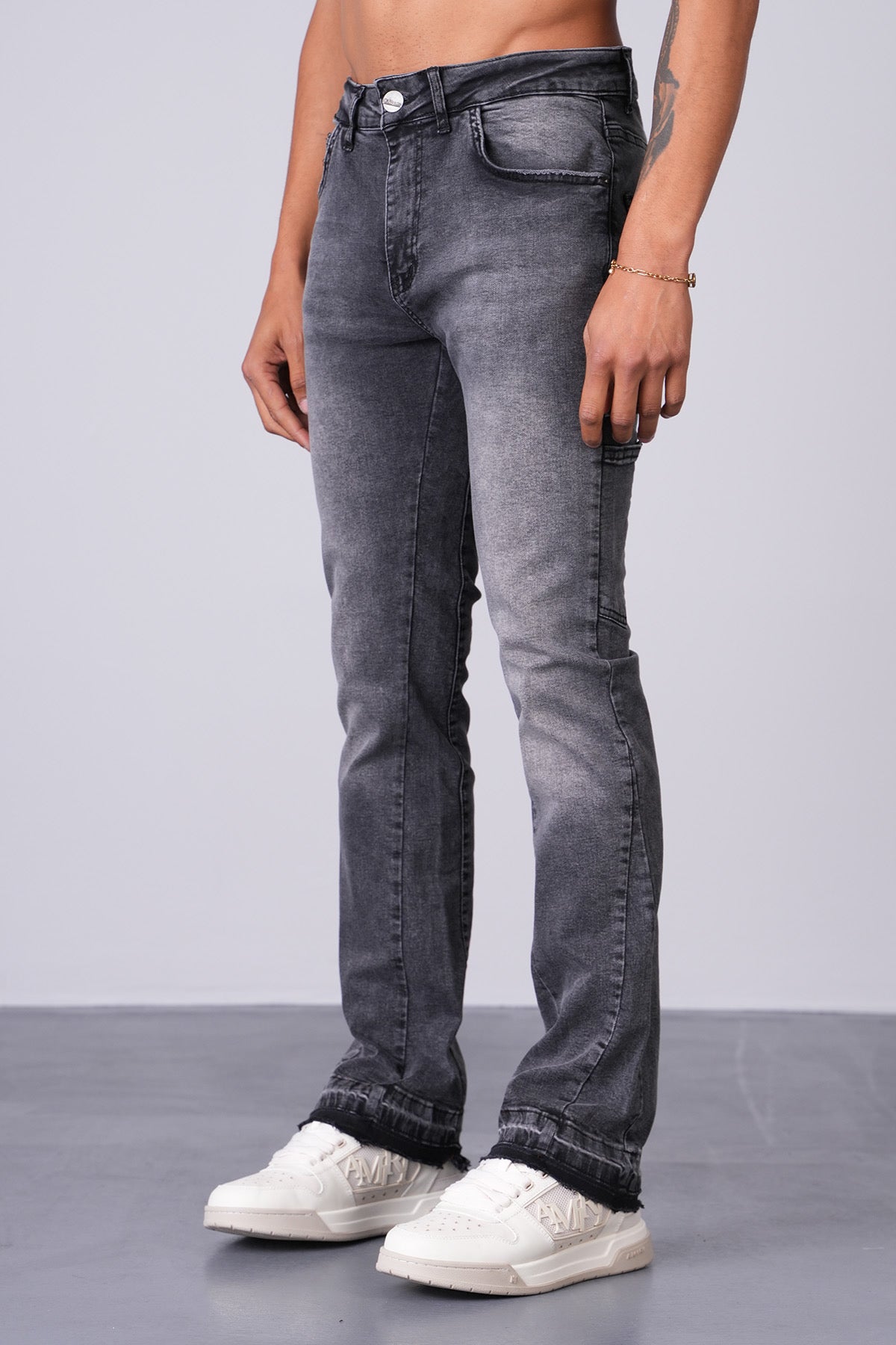 Flaired plain basic grey
