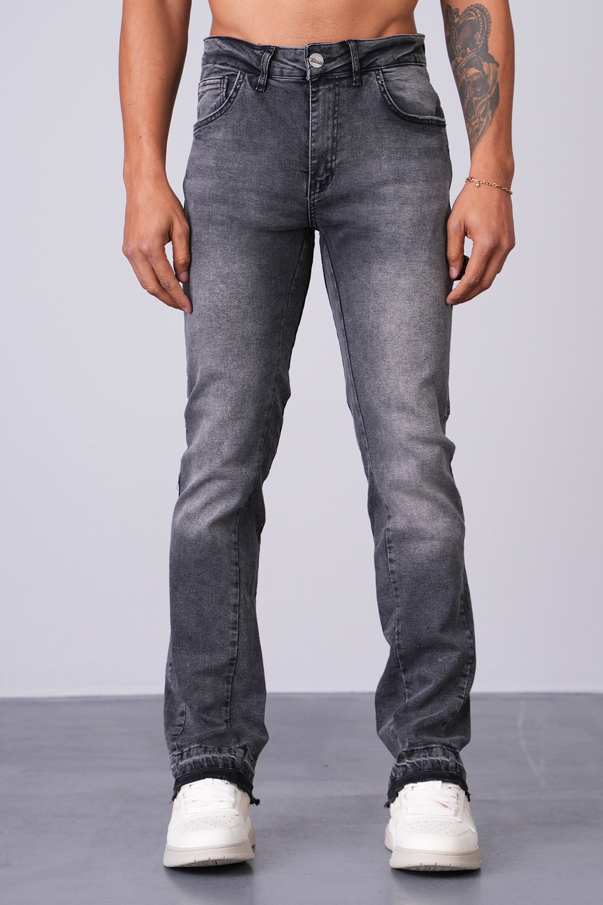Flaired plain basic grey