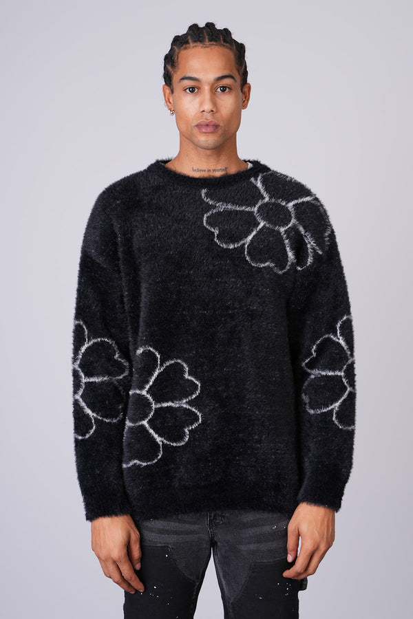 Wollpullover mit Blumen