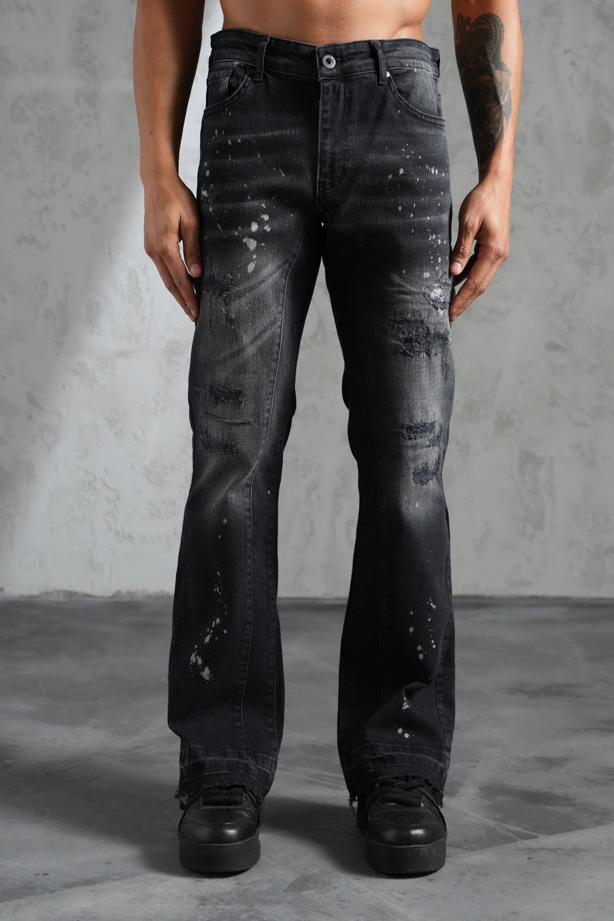 Flaired Denim Painted Black