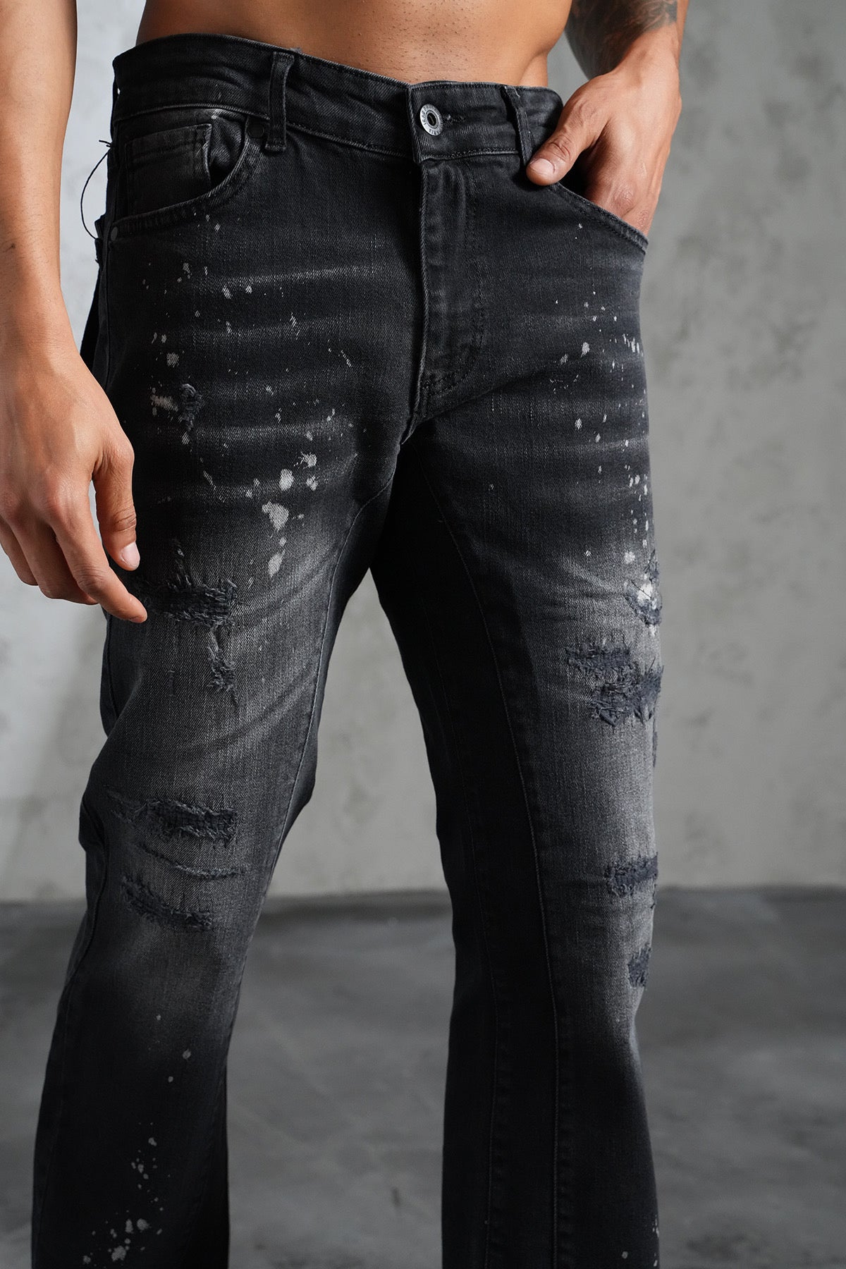 Flaired Denim Painted Black