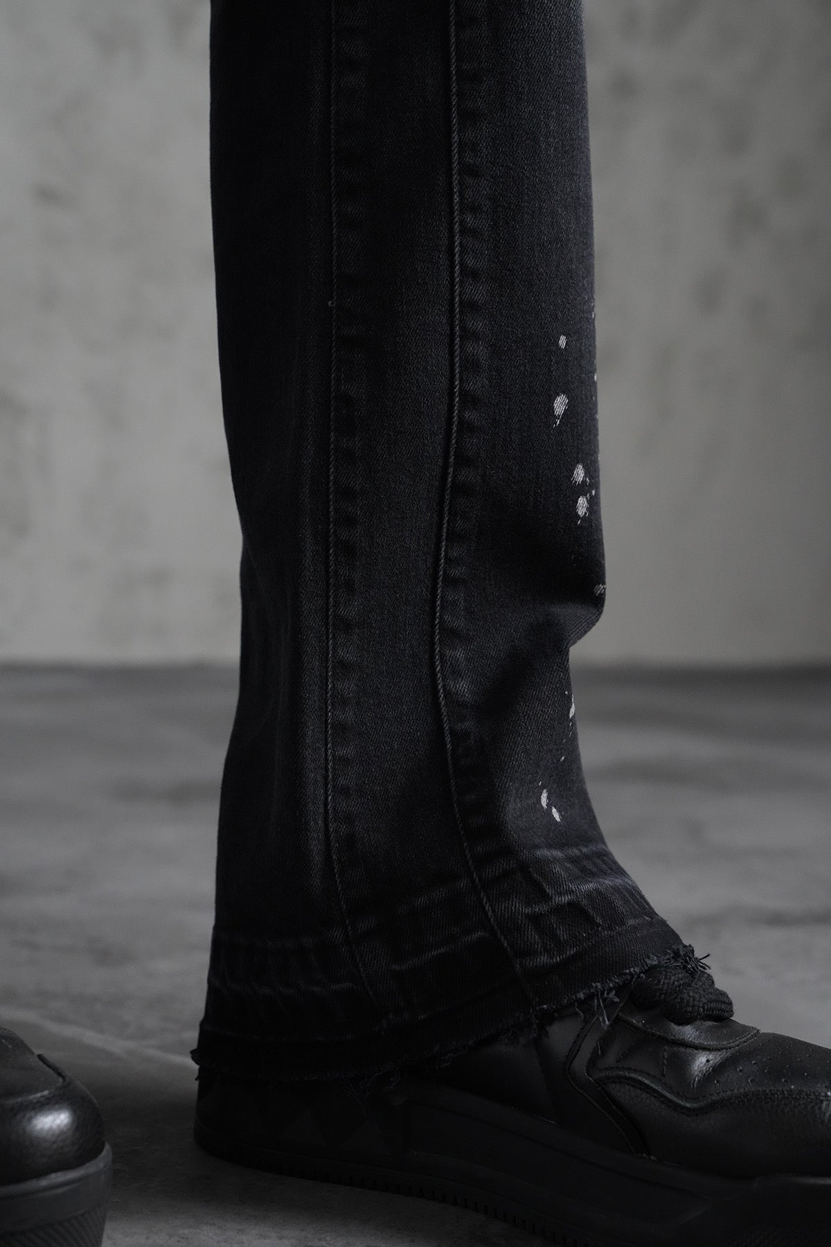 Flaired Denim Painted Black