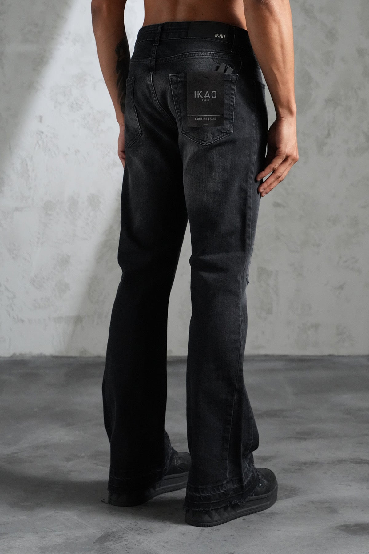 Flaired Denim Painted Black