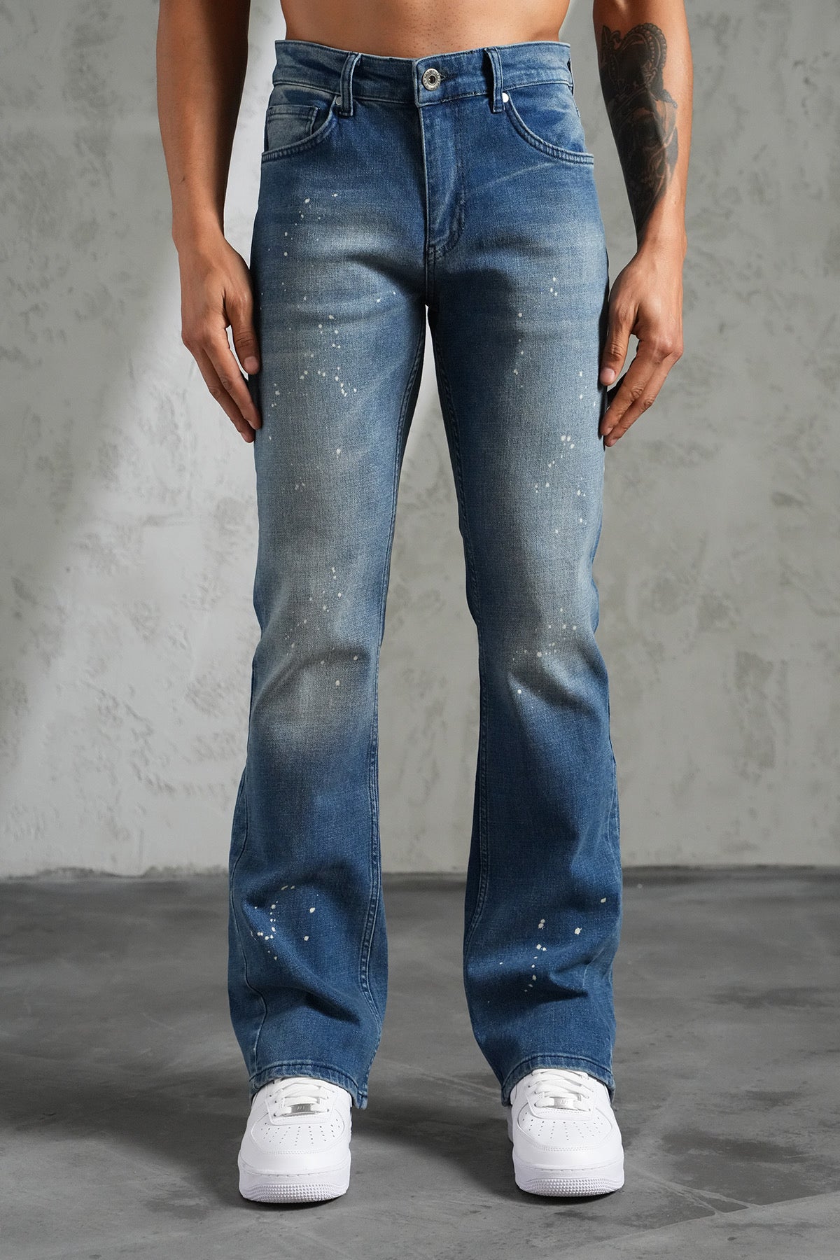 Flaired Denim Basic Paint Blue