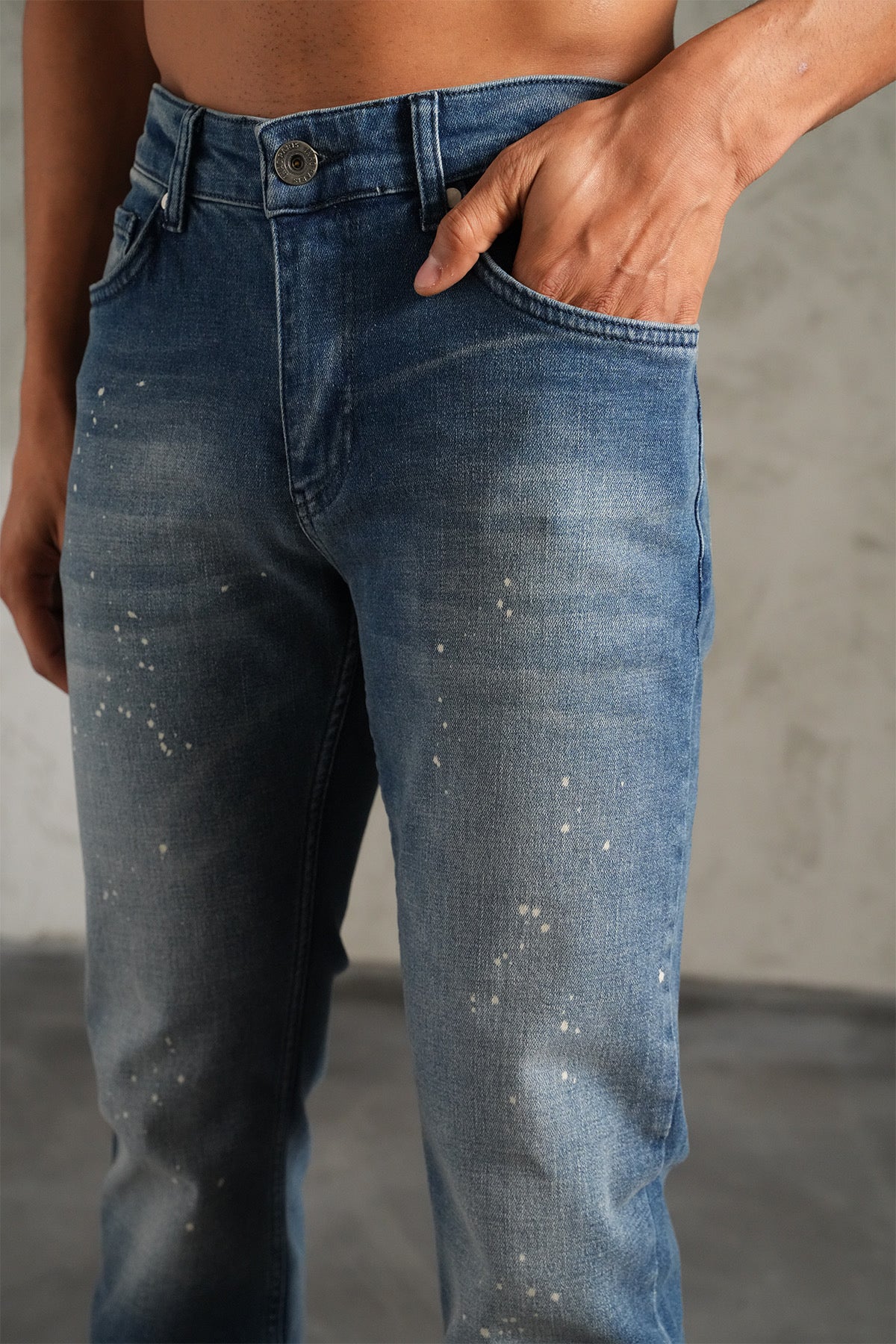 Flaired Denim Basic Paint Blue