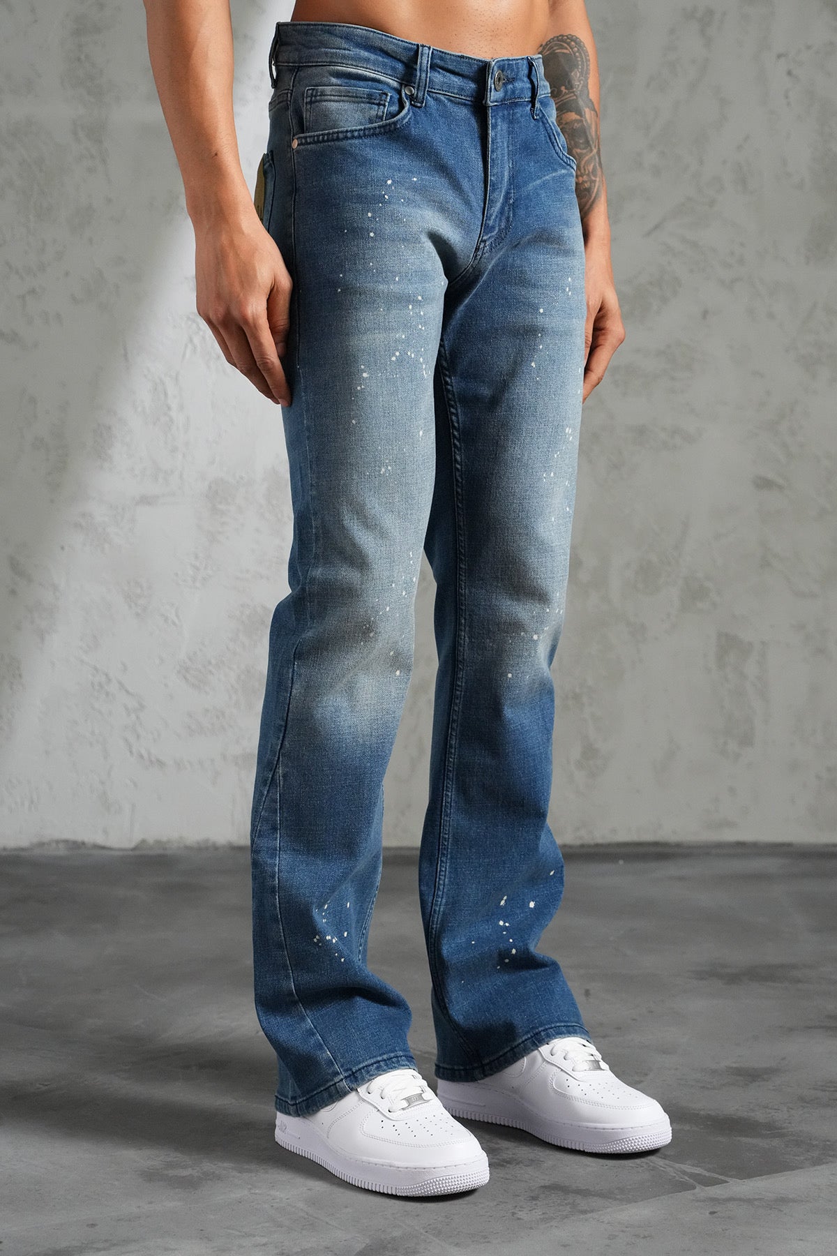 Flaired Denim Basic Paint Blue