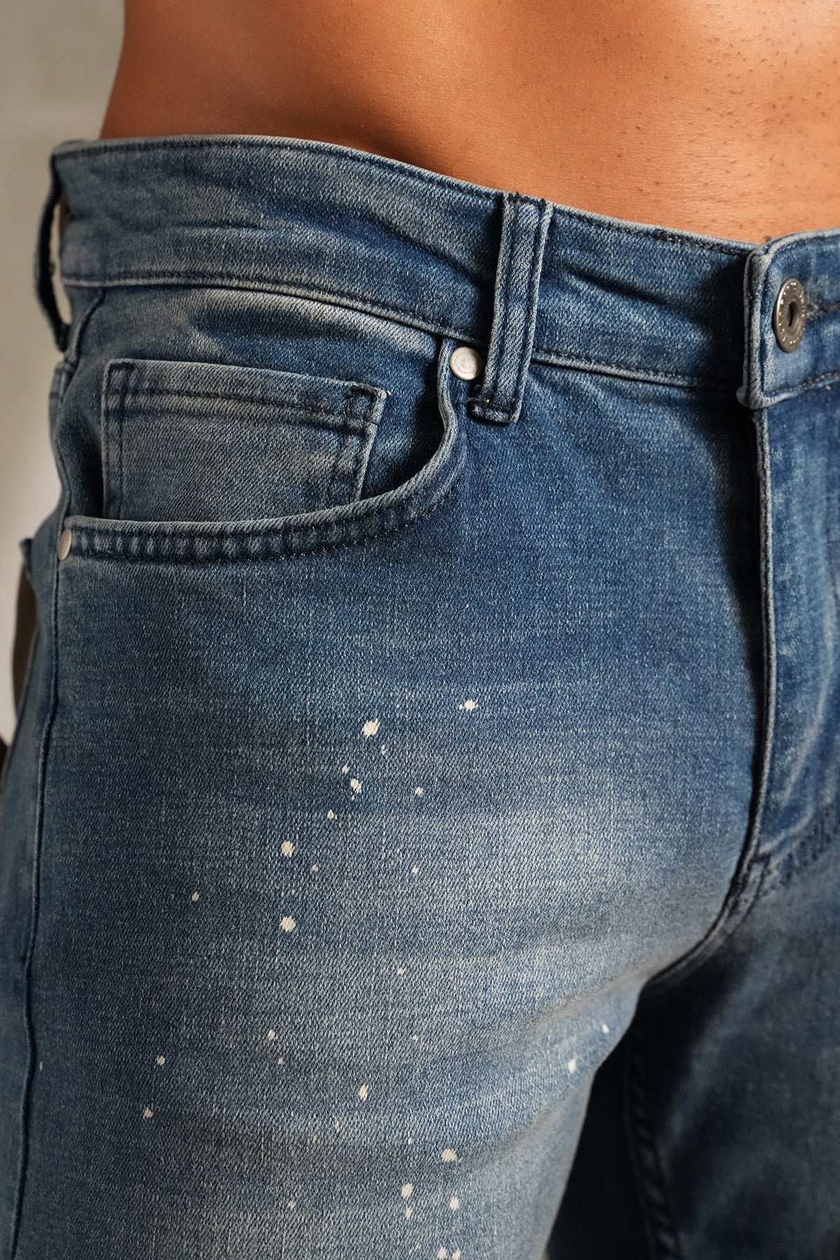 Flaired Denim Basic Paint Blue
