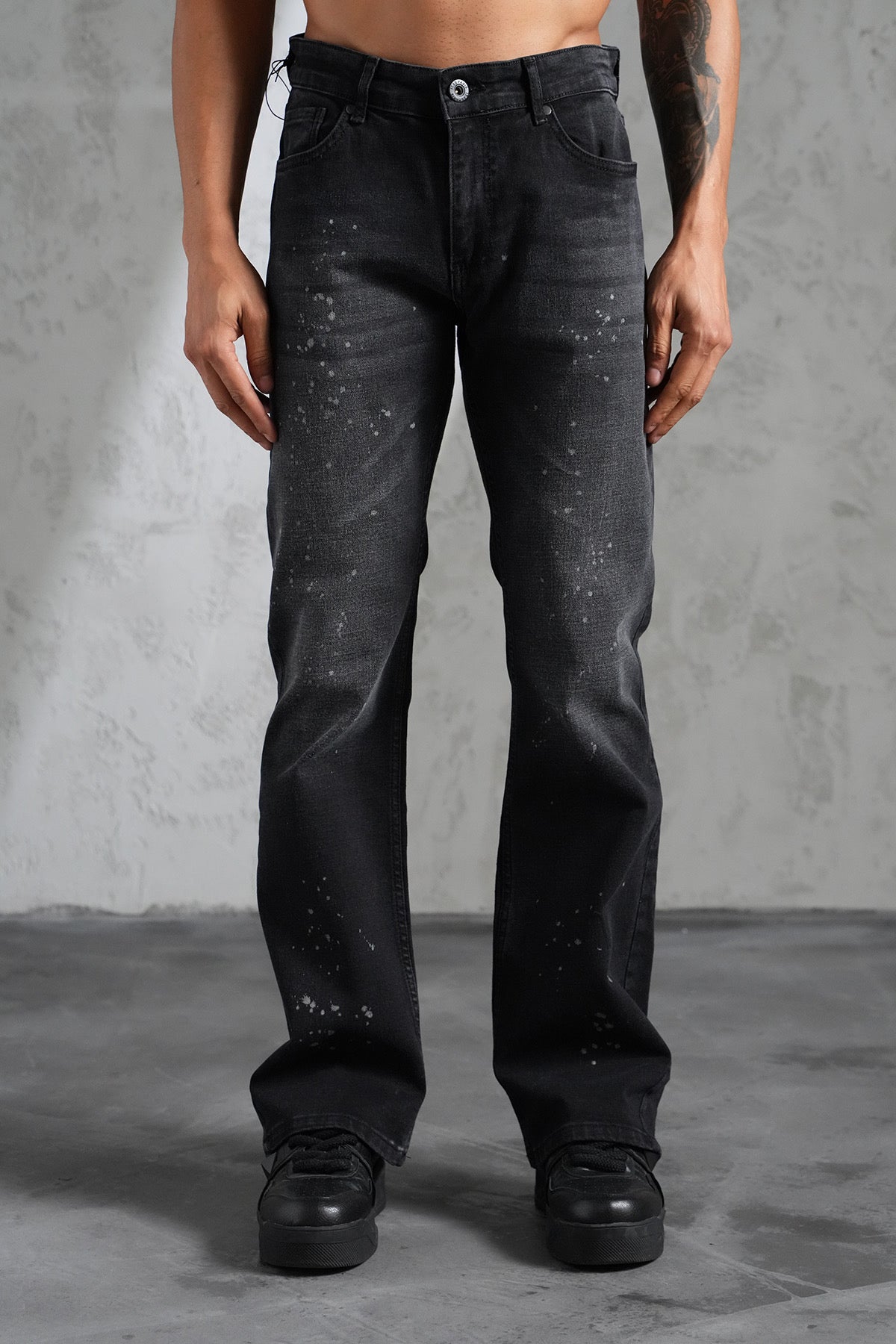 Flaired Denim Basic Paint Black