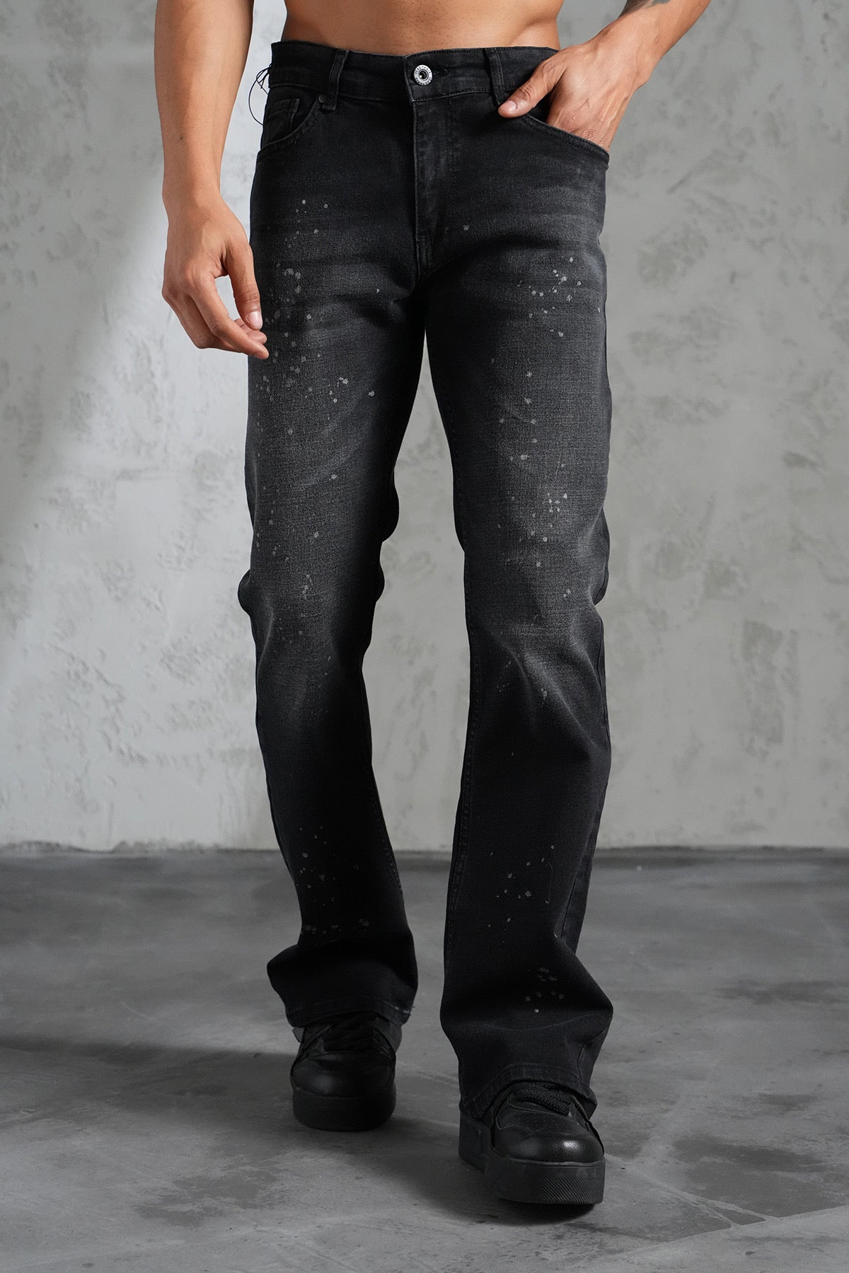 Flaired Denim Basic Paint Black