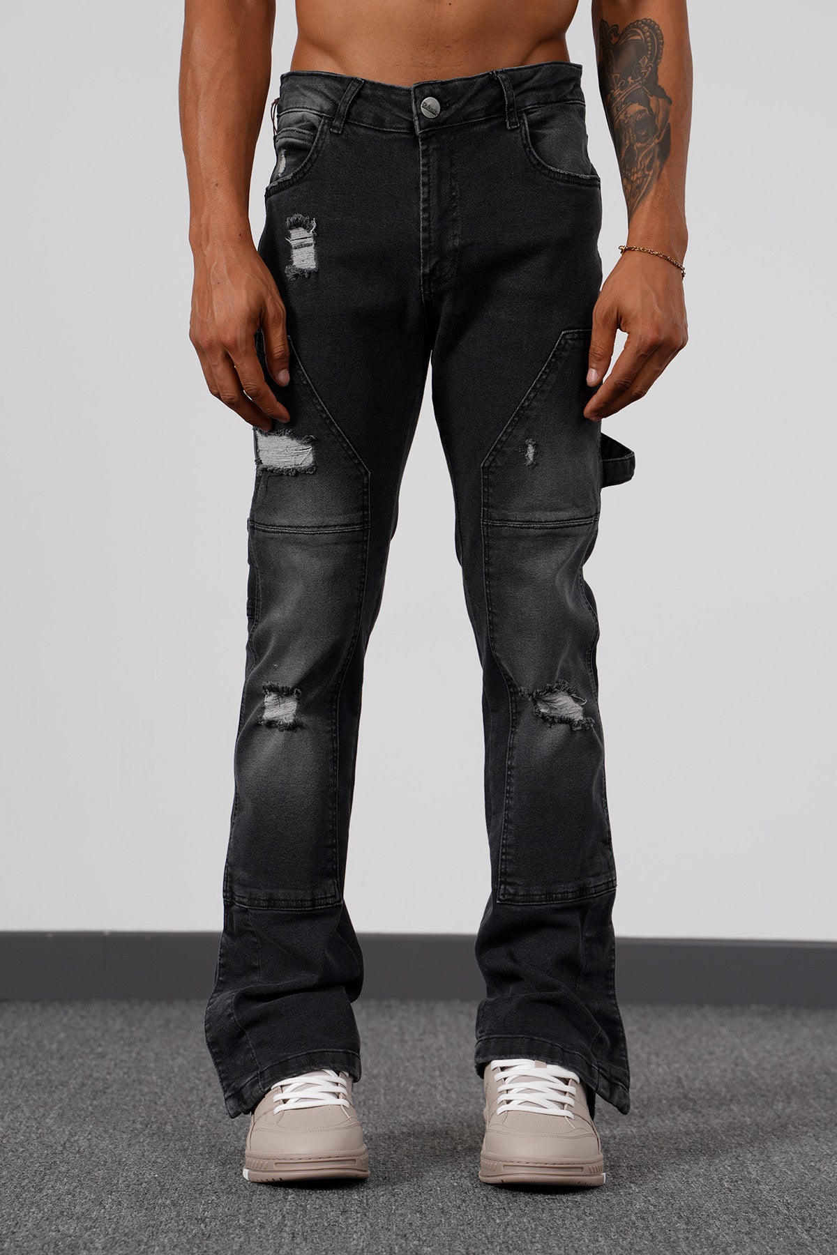 Ripped Flaired Dark Grey