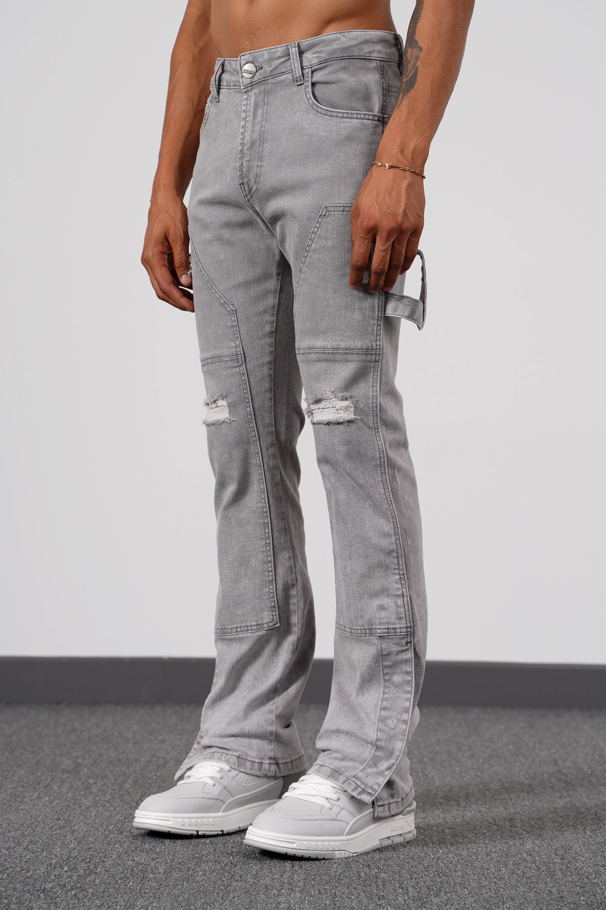 Ripped Flaired Light Grey