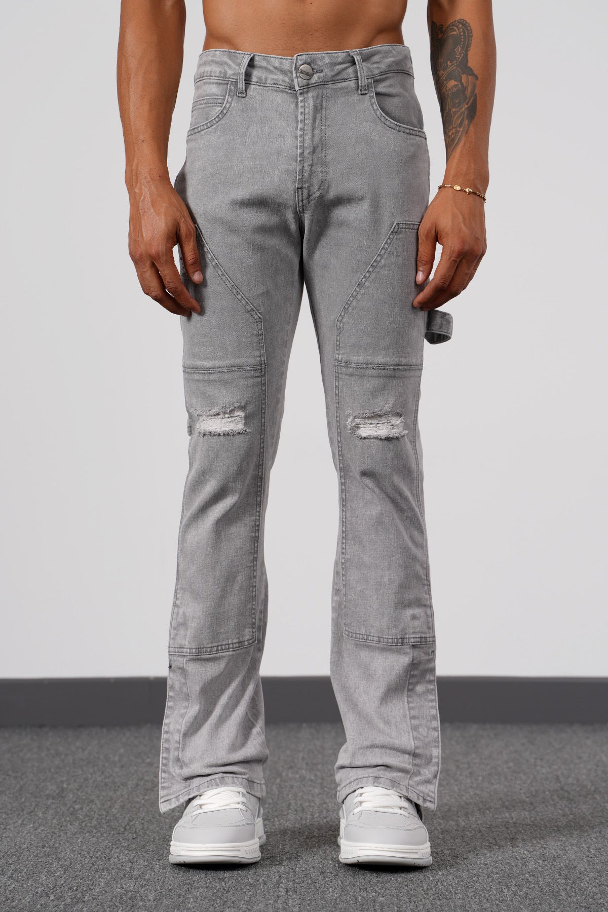 Ripped Flaired Light Grey