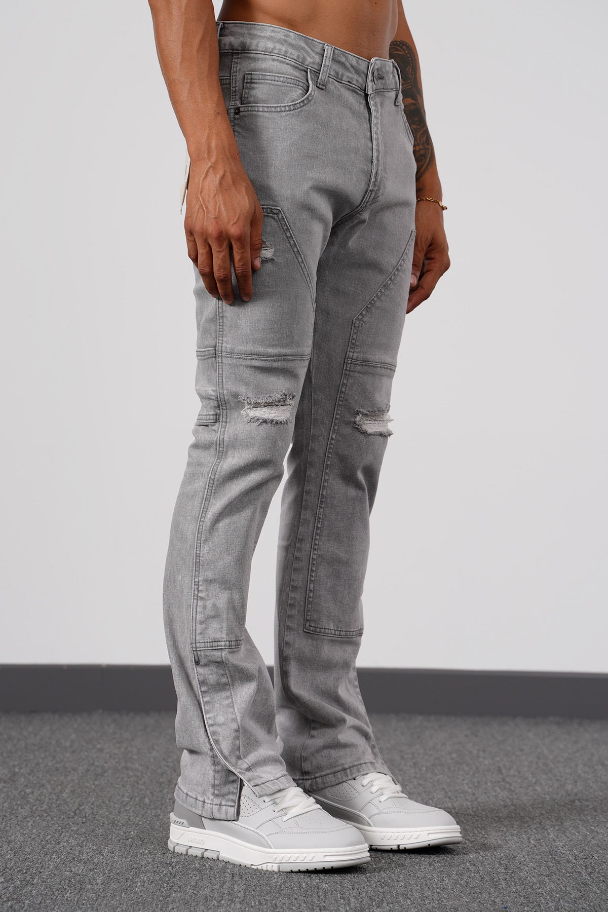 Ripped Flaired Light Grey