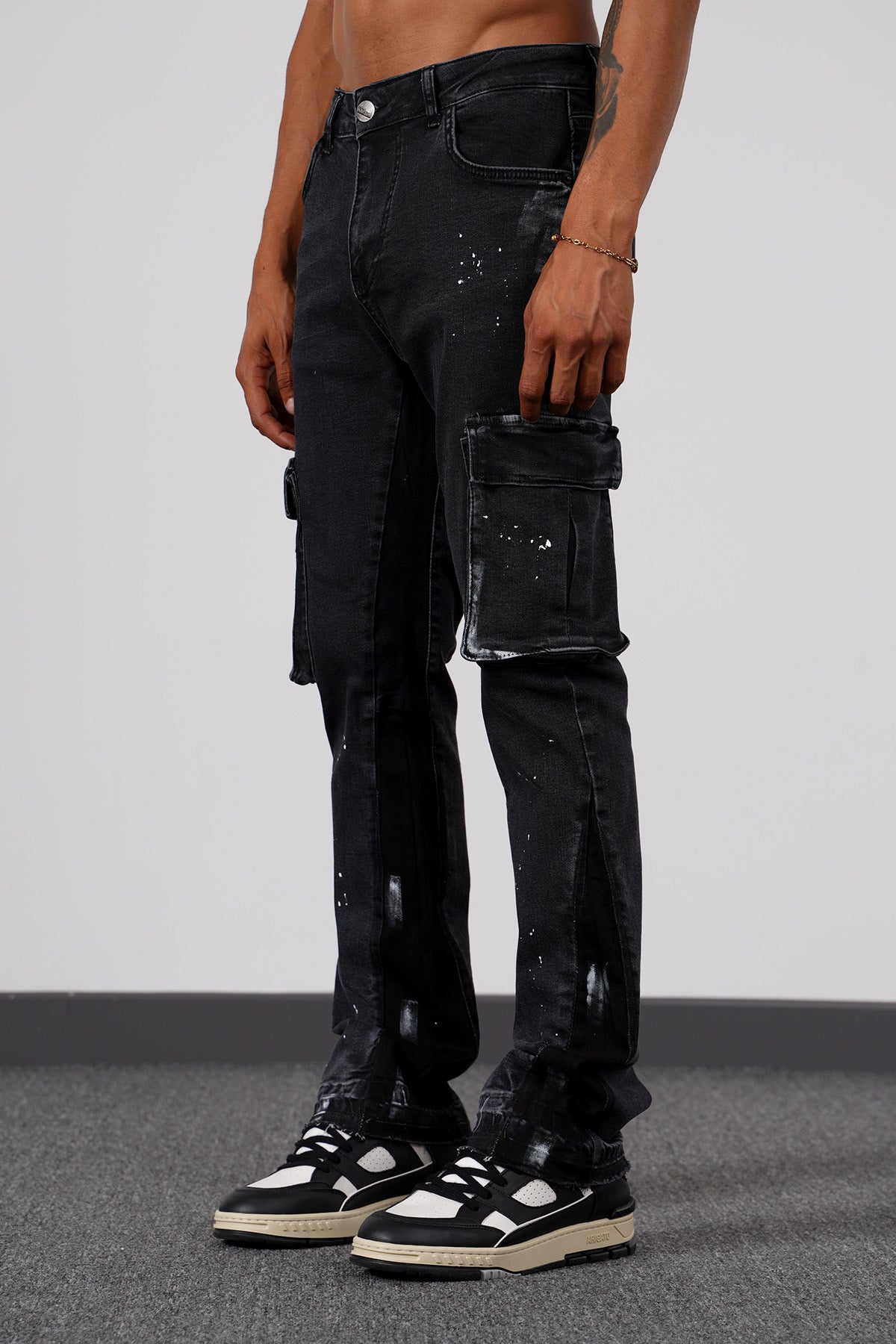 Flaired Pocket Jeans Black