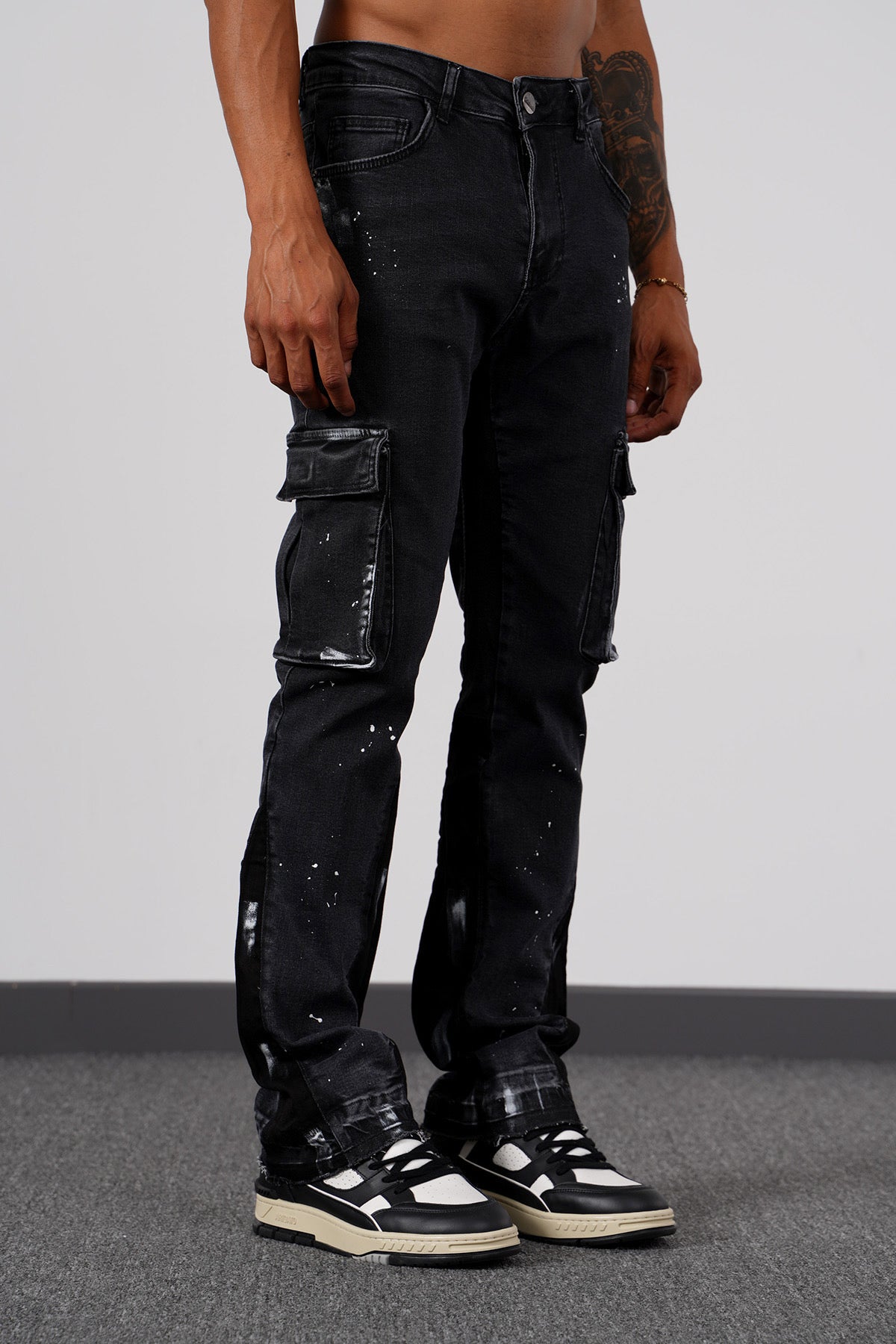 Flaired Pocket Jeans Black
