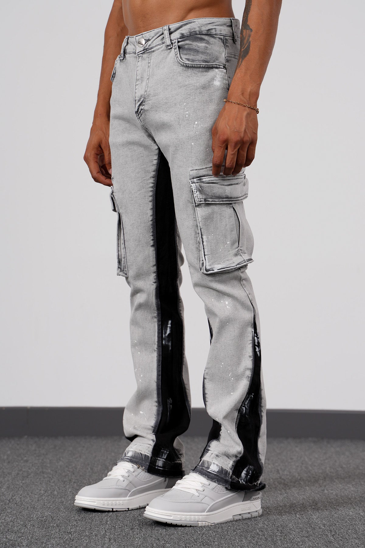 Flaired Pocket Jeans Grey