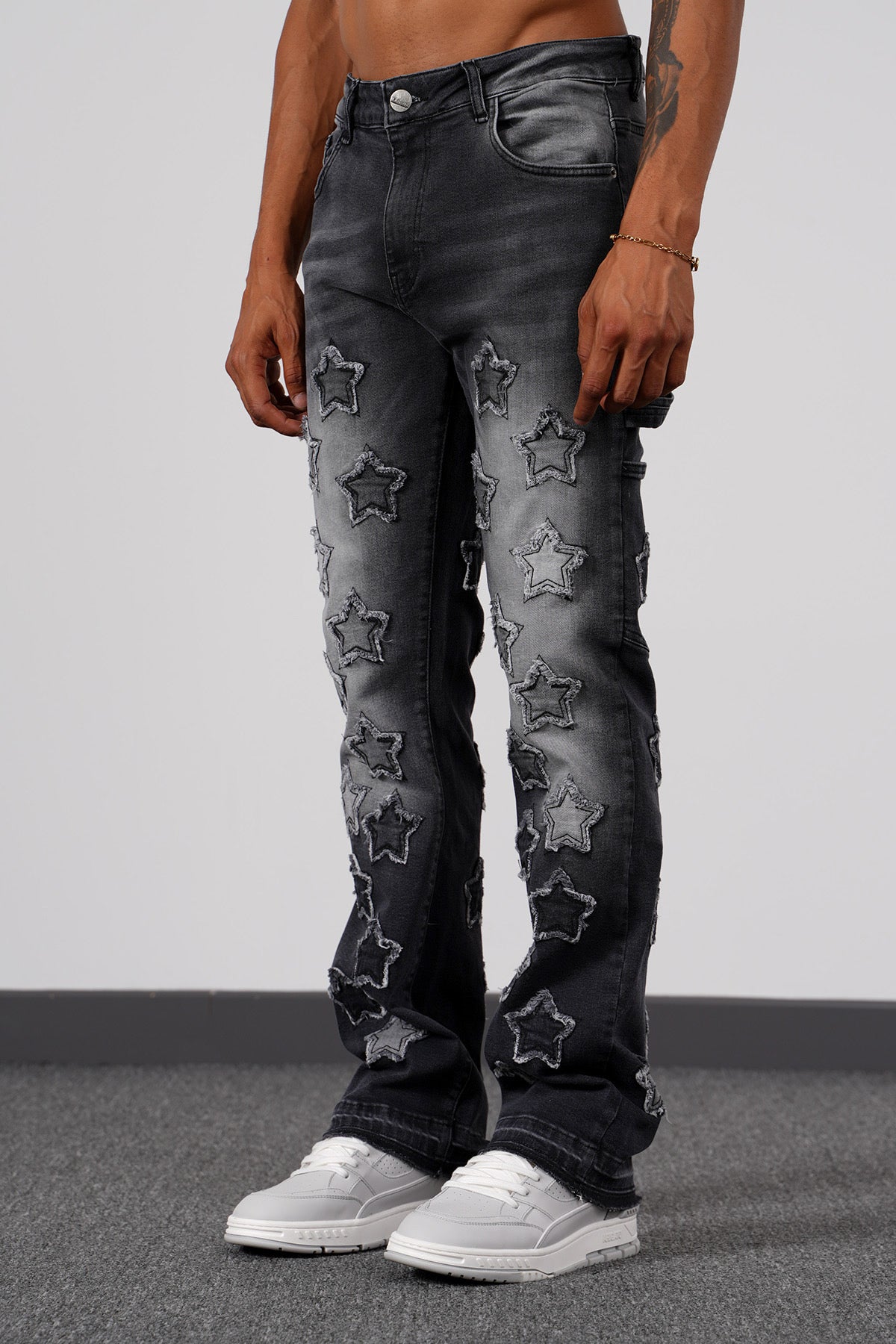 Stars Flaired Jeans Grey