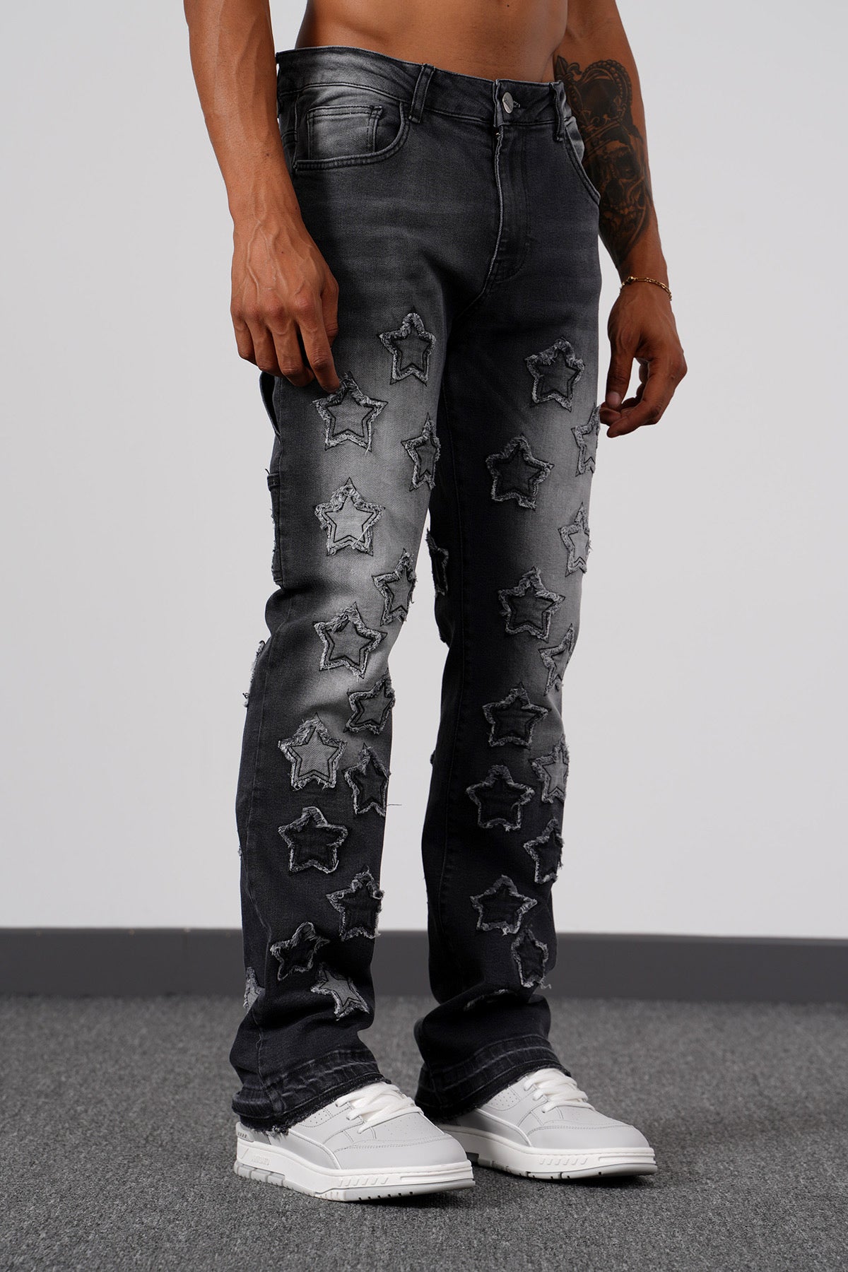 Stars Flaired Jeans Grey