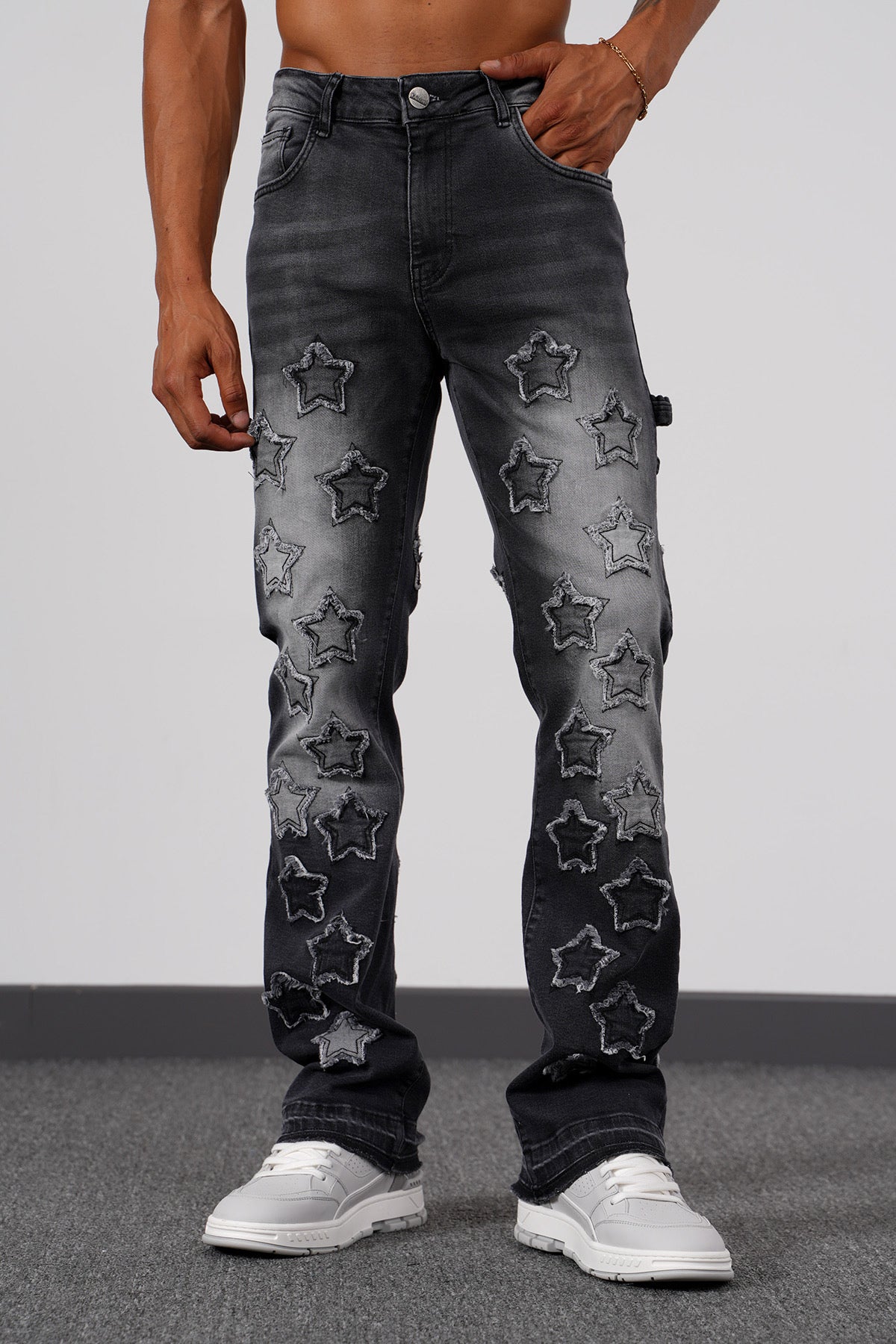 Stars Flaired Jeans Grey