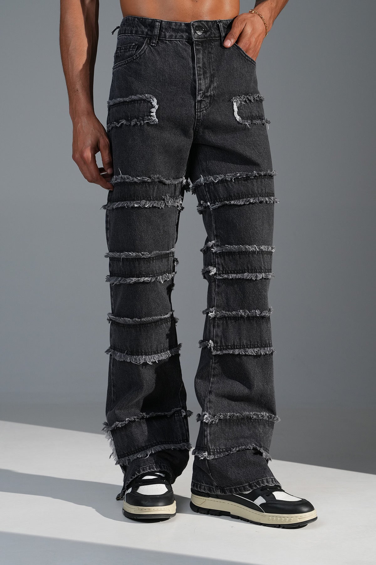 Flaired Baggy Ripped Drip Grey