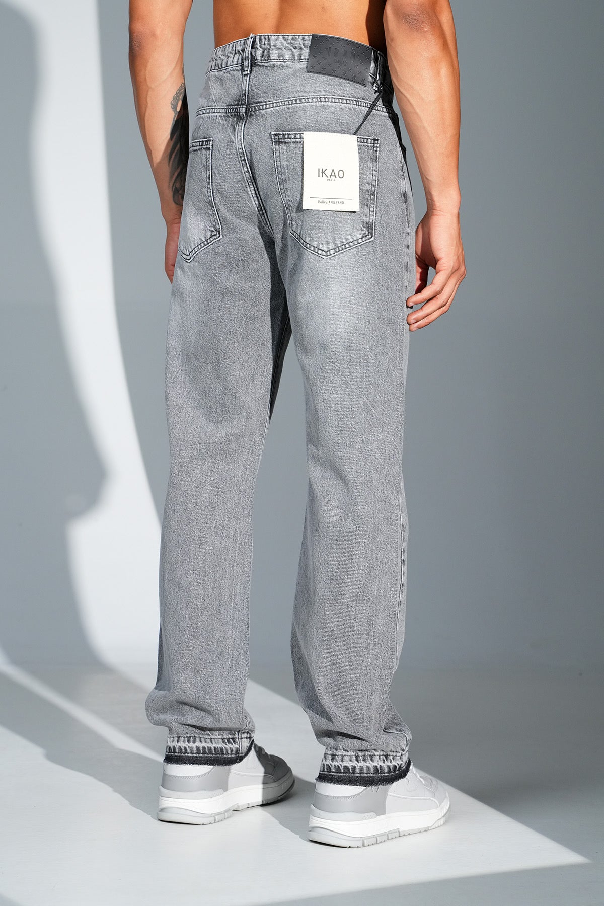Flower Denim Jeans Grey