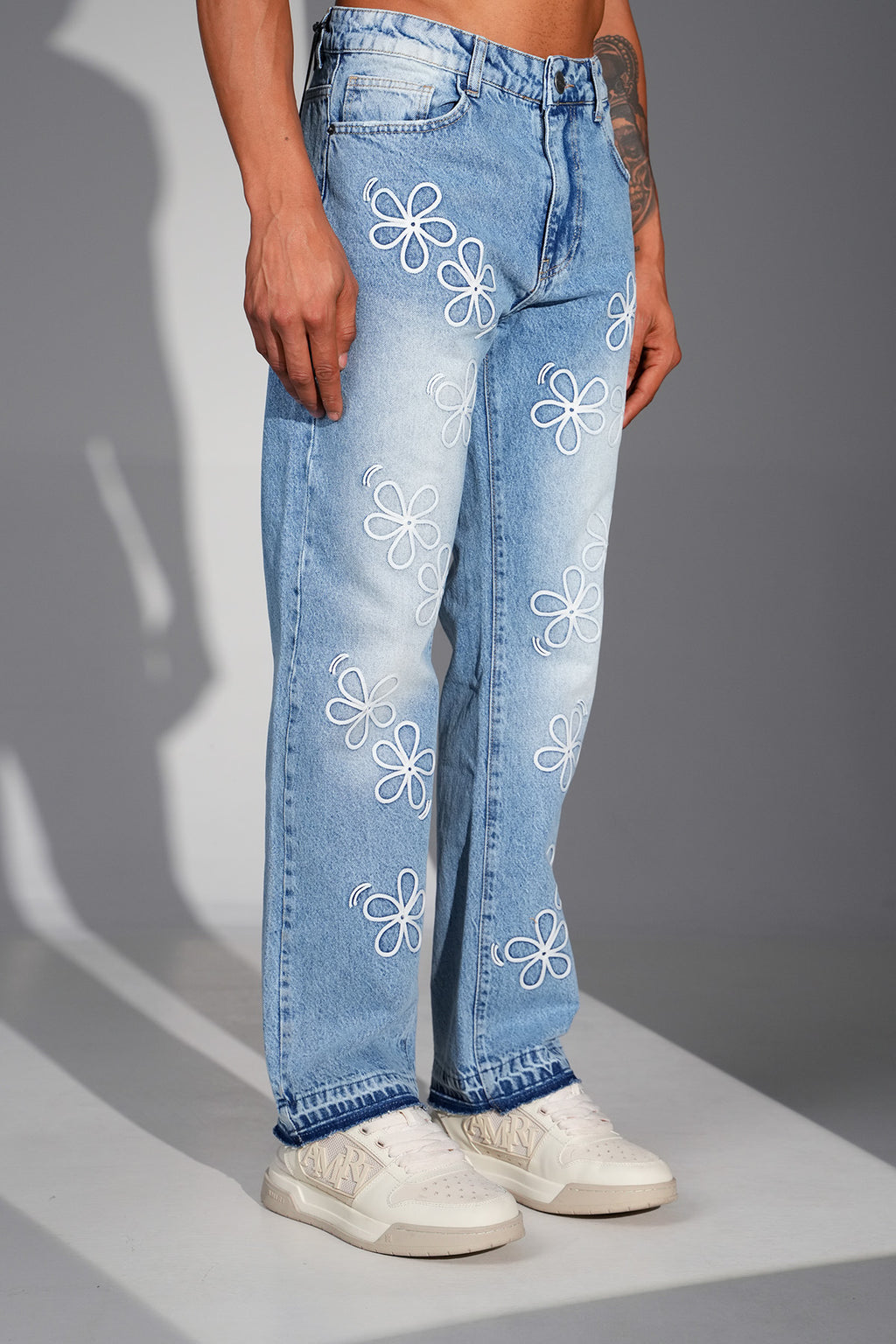 Flower Denim Jeans Blue