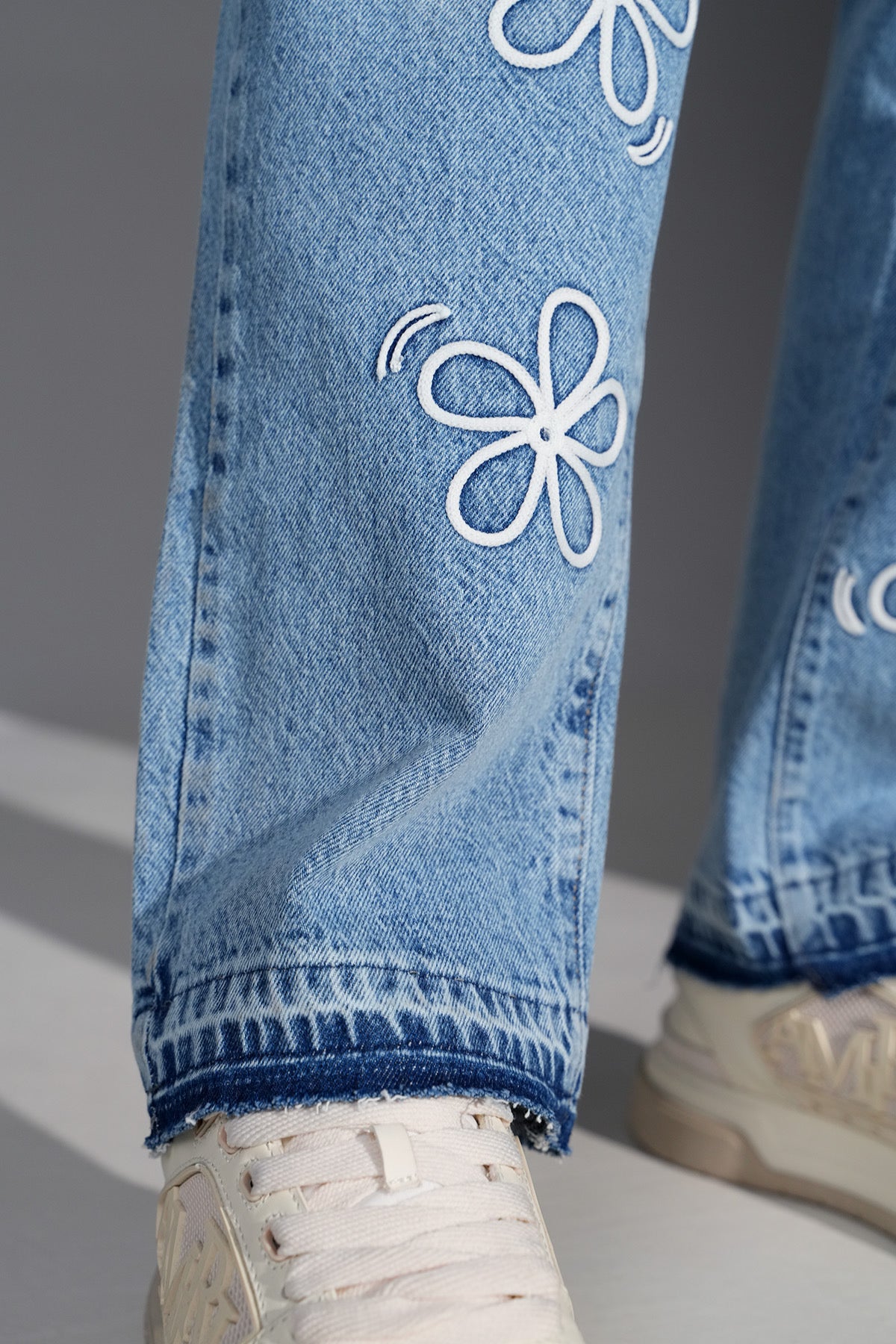 Flower Denim Jeans Blue