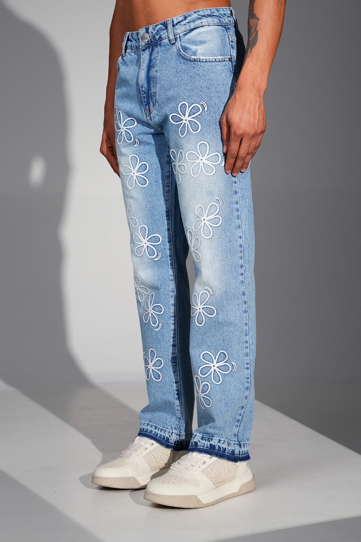 Flower Denim Jeans Blue