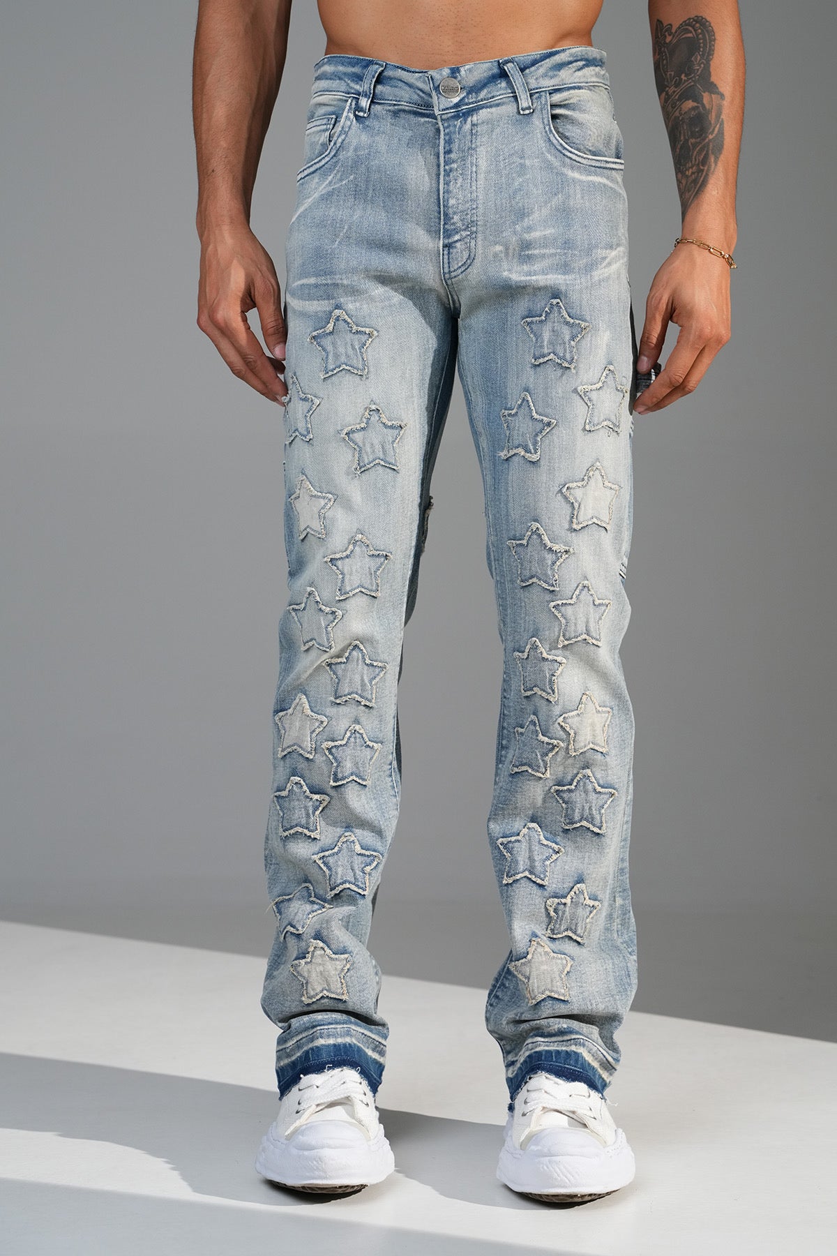 Stars Flaired Jeans Sand Blue