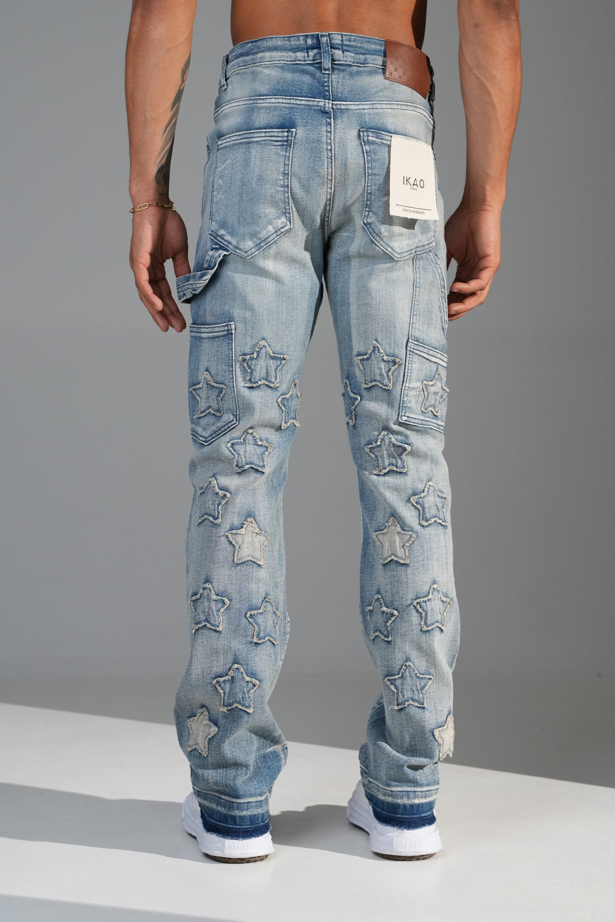 Stars Flaired Jeans Sand Blue