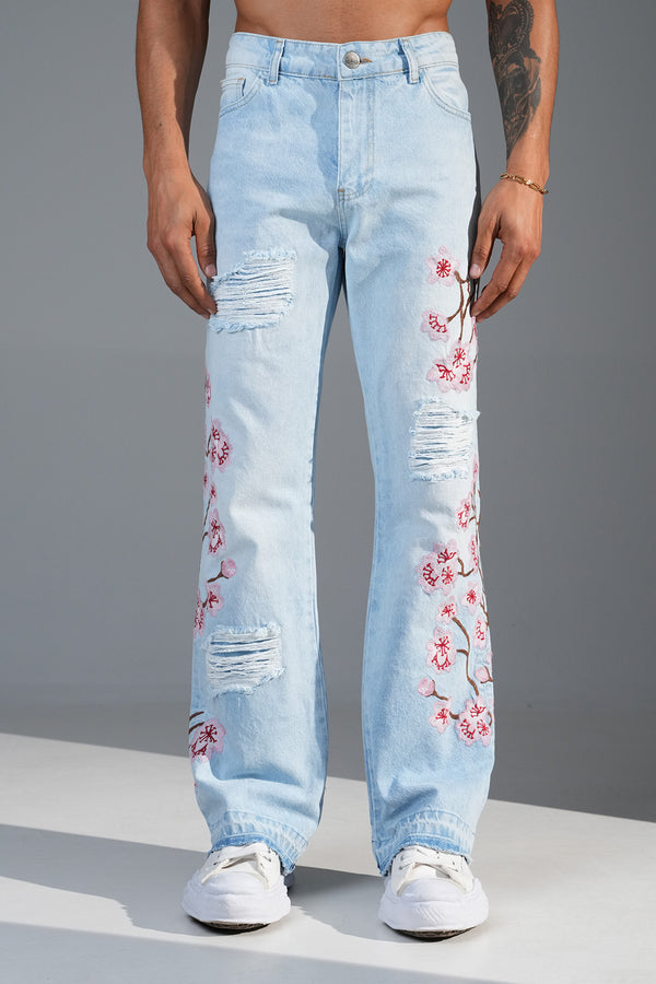 Flowers Flaired Drip Lightblue